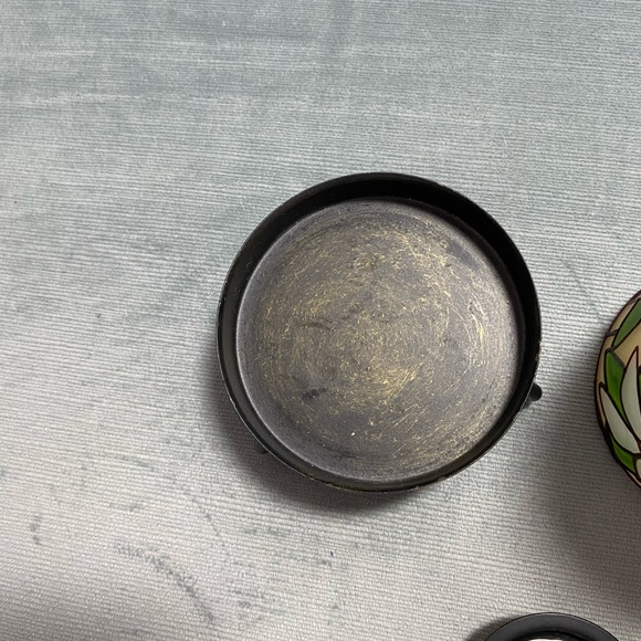 Vintage Avon Cylindrical Floral Stained Glass-Look Tea light holder metal base - Picture 7 of 11